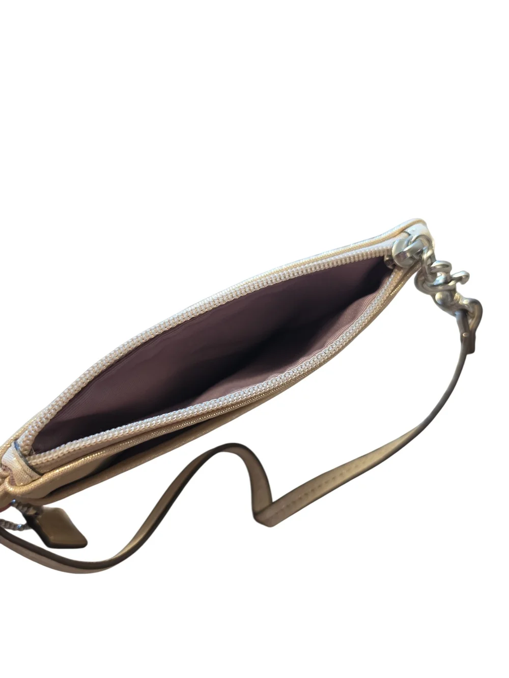 Coach Suede Wristlet in Tan